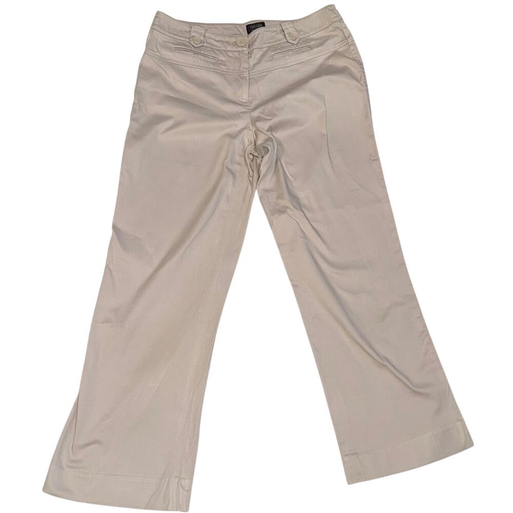 Nicole Miller Light Beige Cropped Khakis Wide Leg Coastal Preppy Old Money 4